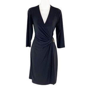 Anne Klein black faux wrap jersey dress 4 F41
